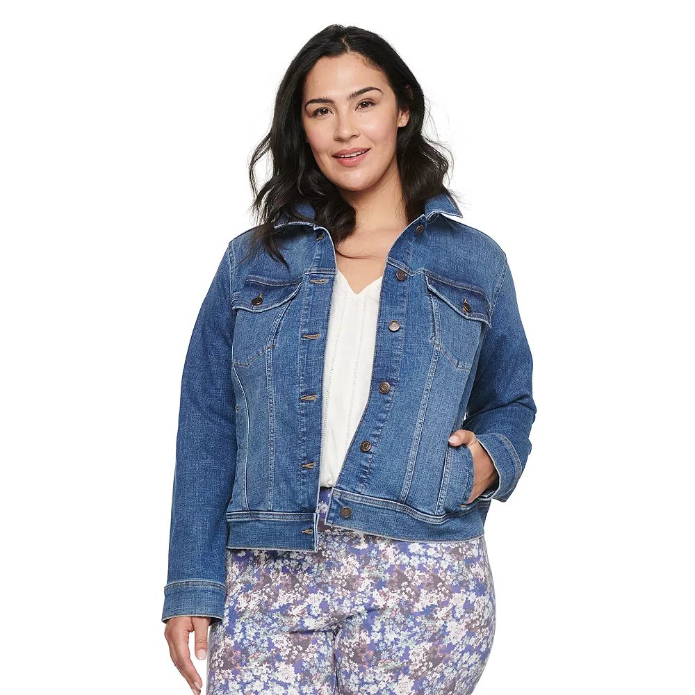 Plus Size Sonoma Goods For Life® Button Front Jean Jacket 1 Plus Size Sonoma Goods For Life® Button Front Jean Jacket