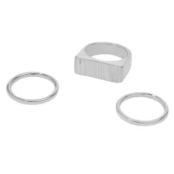 Sonoma Goods For Life® Silver Tone Wavy Textured Rectangular Statement Ring Set