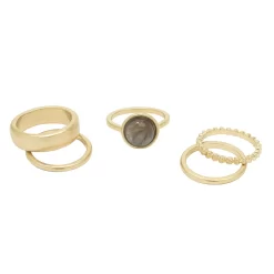 Sonoma Goods For Life® Gold Tone Green Dotted Metal Ring Set