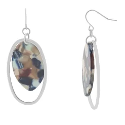 Sonoma Goods For Life® Silver Tone Oval Blue Acetate Duo Shape Drop Earrings