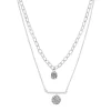 Sonoma Goods For Life® Silver Tone 2 Row Multi Chains With Hammered Pendants Necklace