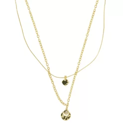 Sonoma Goods For Life® Gold Tone Layered Chain & Double Hammered Pendant Necklace